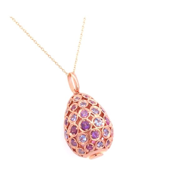 10K Rose Gold Plated Tanzanite, Garnet, and Amethyst Gemstone Necklace - Picture 6 of 8